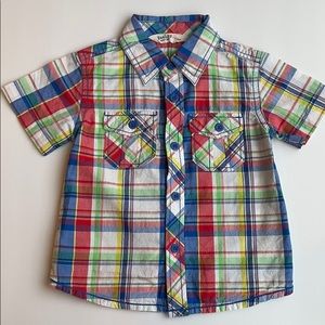 Beebay Boys Plaid Short Sleeve Button up 12-18M